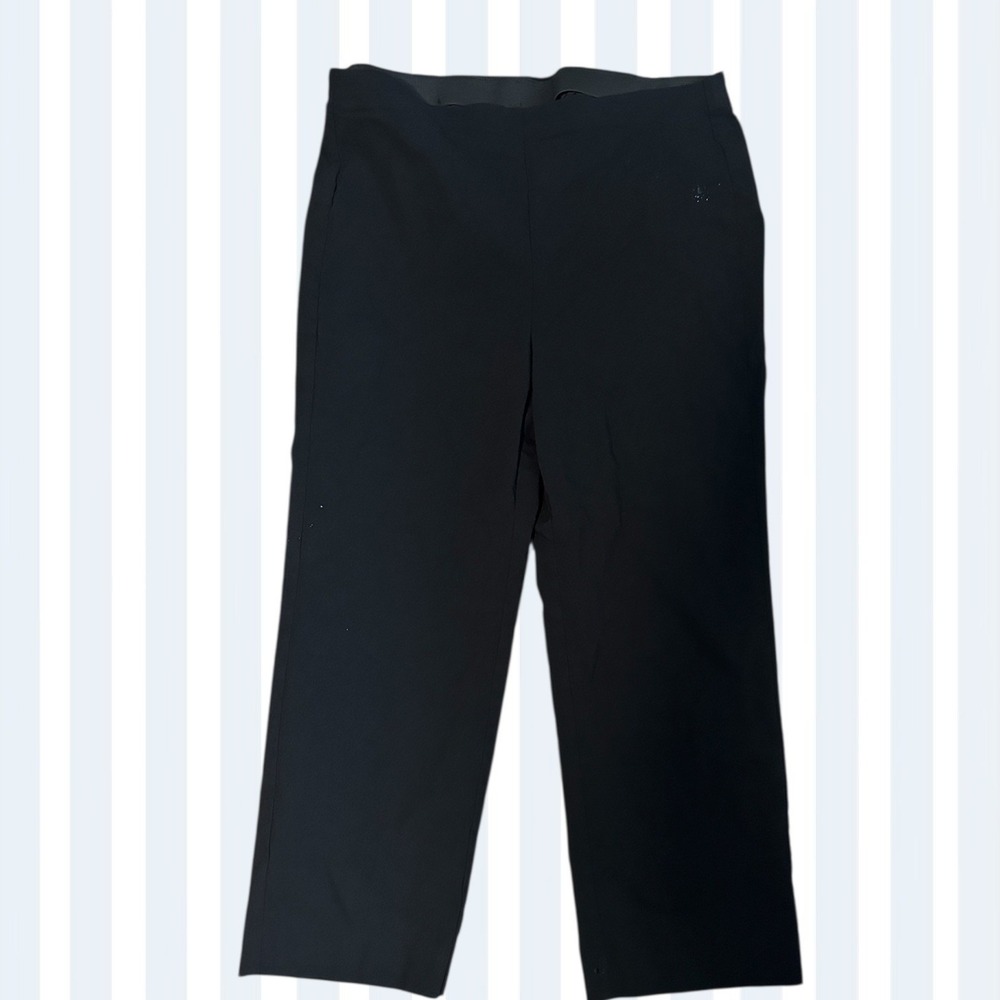 Chicos Perfect Stretch Black Crop Pants Large Pull On Elastic Waist Size 2
